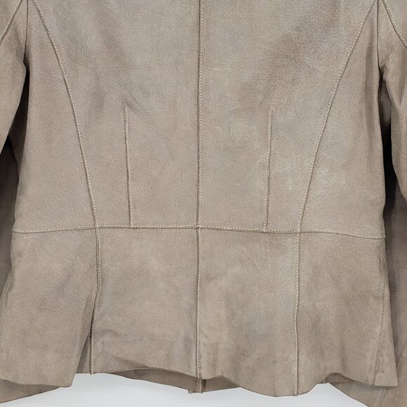 Bernardo Vintage Button Down Metallic Sheen Suede Leather Jacket S Womens  Tan - Picture 8 of 8